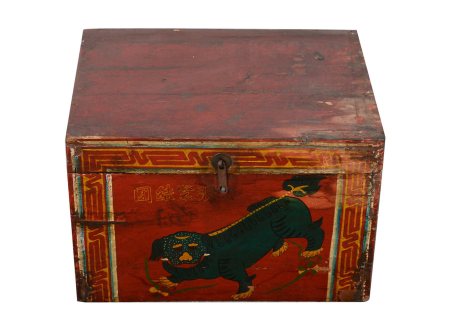 Antike Chinesische Schachtel Handbemalt Chinesischer Mythos B42xT35xH25cm