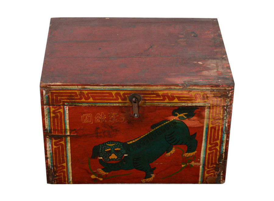 Antique Chinese Box Handpainted Chinese Myth W42xD35xH25cm