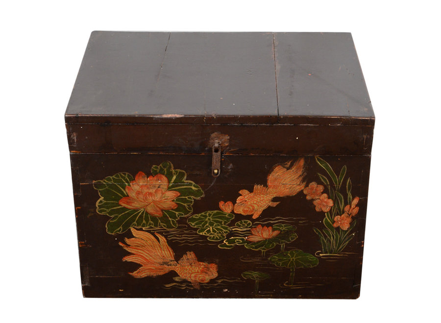 Antique Chinese Box Handpainted Chinese Myth W42xD35xH25cm