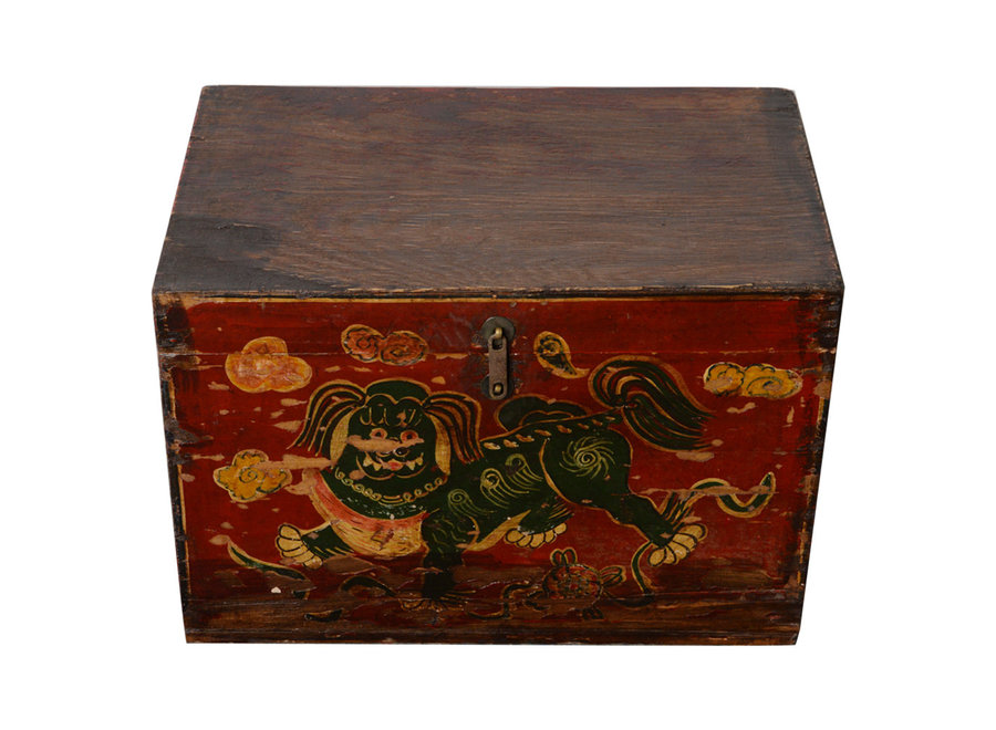 Antique Chinese Box Handpainted Chinese Myth W42xD35xH25cm