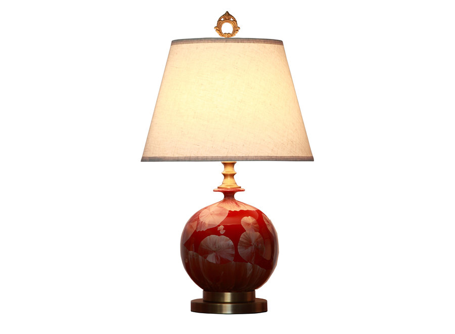 Oriental lampe de table Porcelain with Lampshade Red Gold Gingko Leaves Handmade