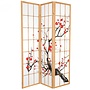 Paravent Japonais L135xH180cm 3 Panneaux Shoji Naturel - Cerisier en Fleurs
