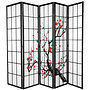 Japanese Room Divider Shoji W225xH180cm Rice-paper Black - Sakura Cherry Blossoms