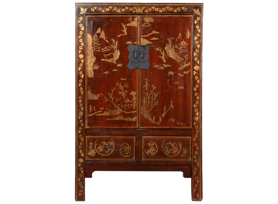 Armoire de Mariage Chinois Antique Peint à La Main L120xP50xH185cm