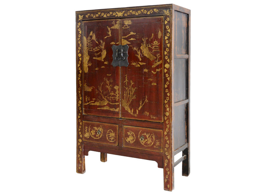 Armoire de Mariage Chinois Antique Peint à La Main L120xP50xH185cm