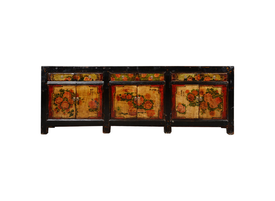 Buffet Chinois Antique Peint à la Main L256xP39xH90cm