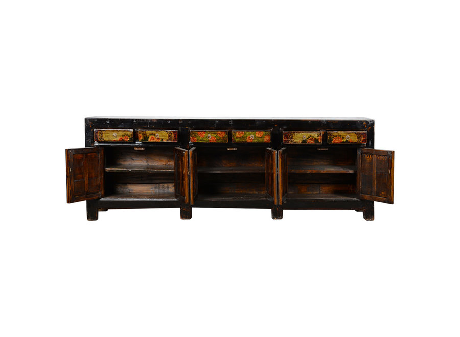 Credenza Antica Cinese Dipinta a Mano L256xP39xA90cm
