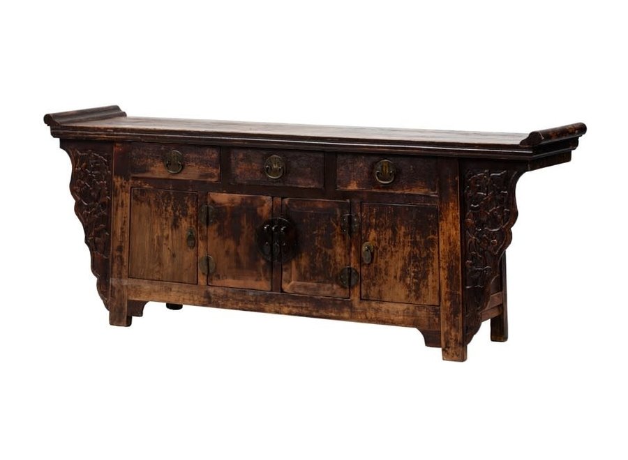 Fine Asianliving Antique Chinese Sideboard W217xD48xH87cm Handcarved