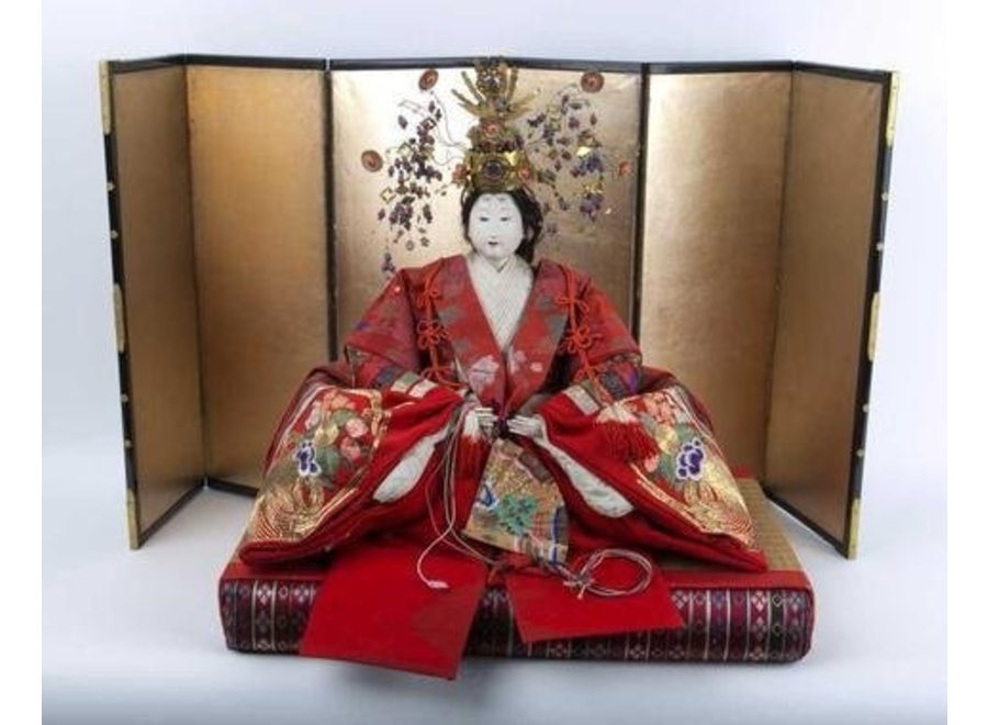 Fine Asianliving Antico Imperatore Giapponese e Imperatrice Hina Ningyo Meiji Style Set/2