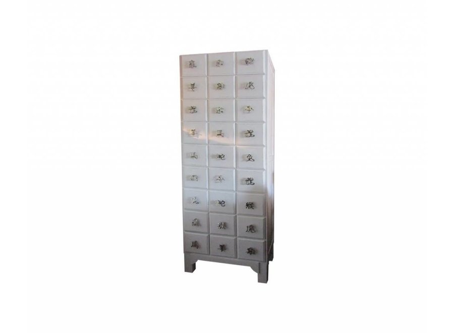 Armoire Chinoise avec des Caractères Chinois Aluminium Fait Main L53xP34xH177cm