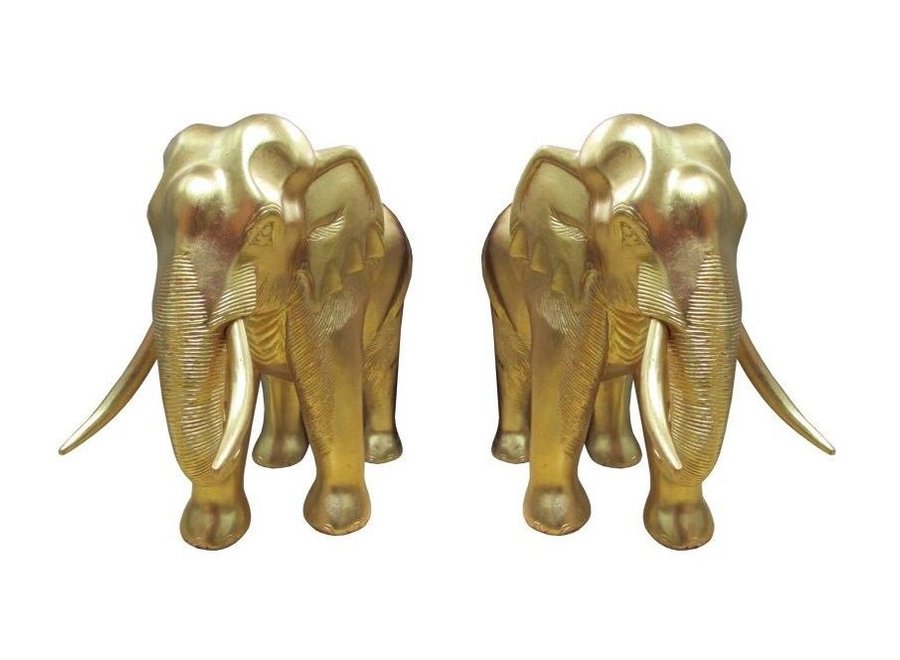 Set/2 Éléphant à la Feuille d'Or L43xP65xH69cm