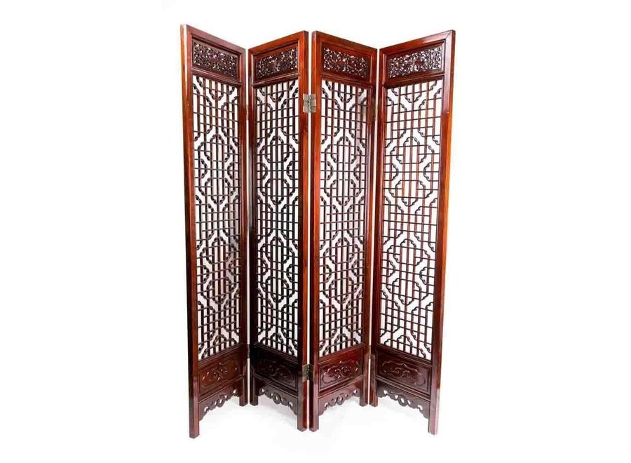 Fine Asianliving Antique Chinese Room Divider Handcrafted 4 Panel W160xD3xH180cm