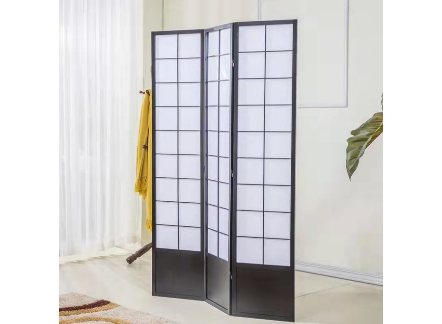 Japanese Room Divider Shoji W135xH180cm Privacy Screen Black - Miura