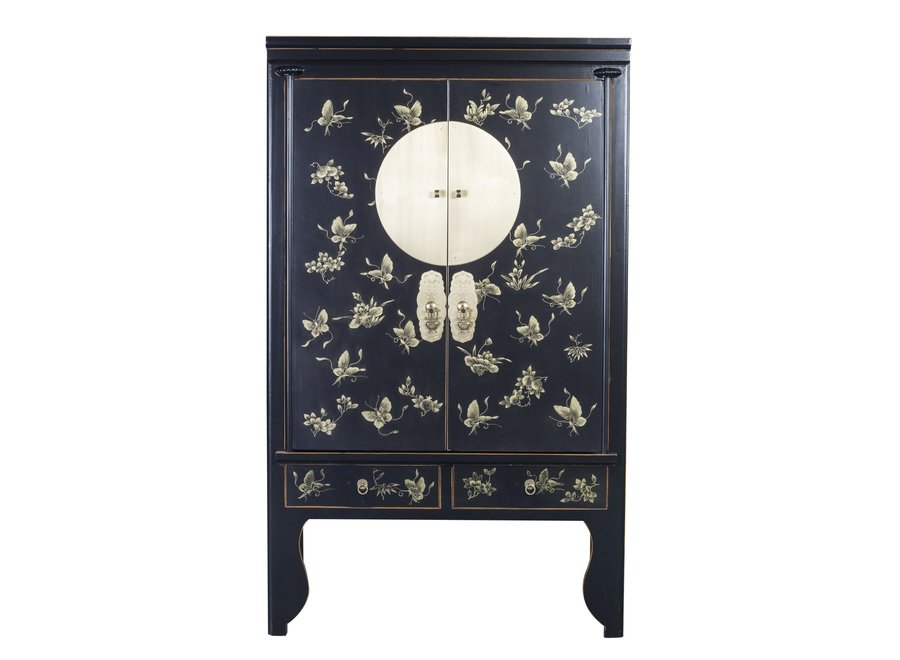 Armoire de Mariage Chinoise Onyx Noir Peint à la Main  - Orientique Collection L100xP55xH175cm