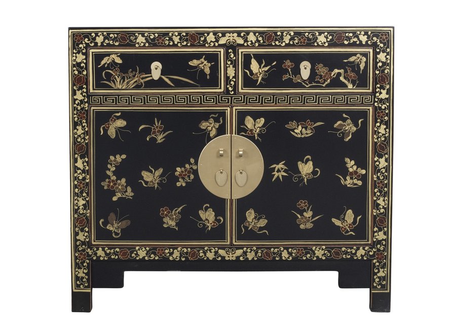 Chinese Cabinet Black Butterflies Hand-Painted - Orientique Collection W90xD40xH80cm