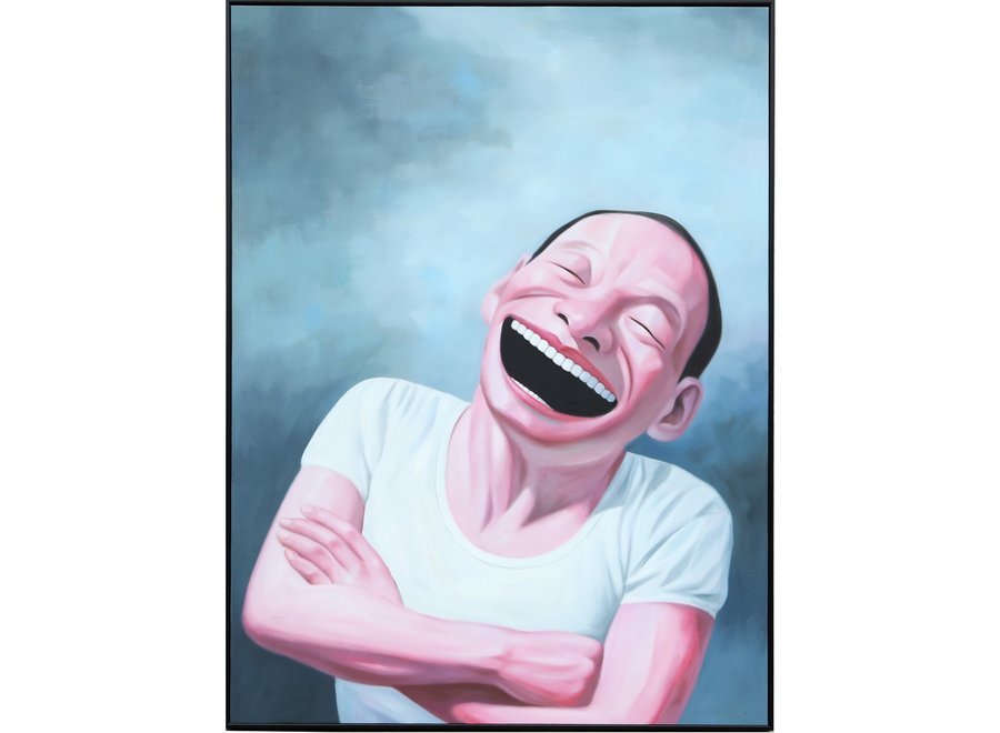 Oil Painting 100% Handpainted 3D Relief Effect Black Frame 90x120cm Yue Min Jun Reproduction  Laughing Man