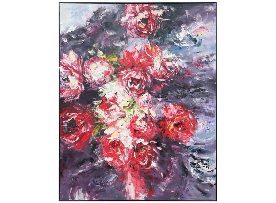 Oil Painting 100% Handpainted 3D Relief Effect Black Frame 120x150cm Roses