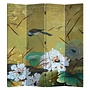 Chinese Oriental Room Divider Folding Privacy Screen 4 Panel Swallows and Flowers L160xH180cm