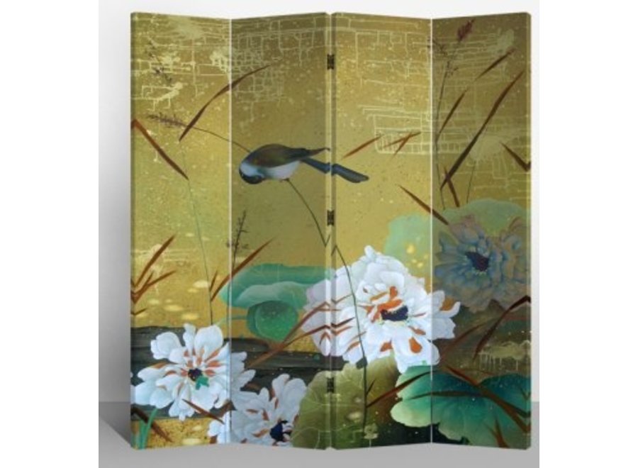 Fine Asianliving Chinese Oriental Room Divider Folding Privacy Screen 4 Panel Swallows and Flowers L160xH180cm