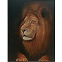 Peinture á l'Huile 100% Sculpté à La Main 3D Effect Relief Cadre Noir 90x120cm Lion