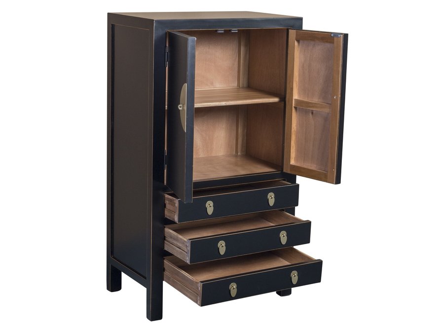 Armoire Chinoise Onyx Noir L63xP38xH110cm