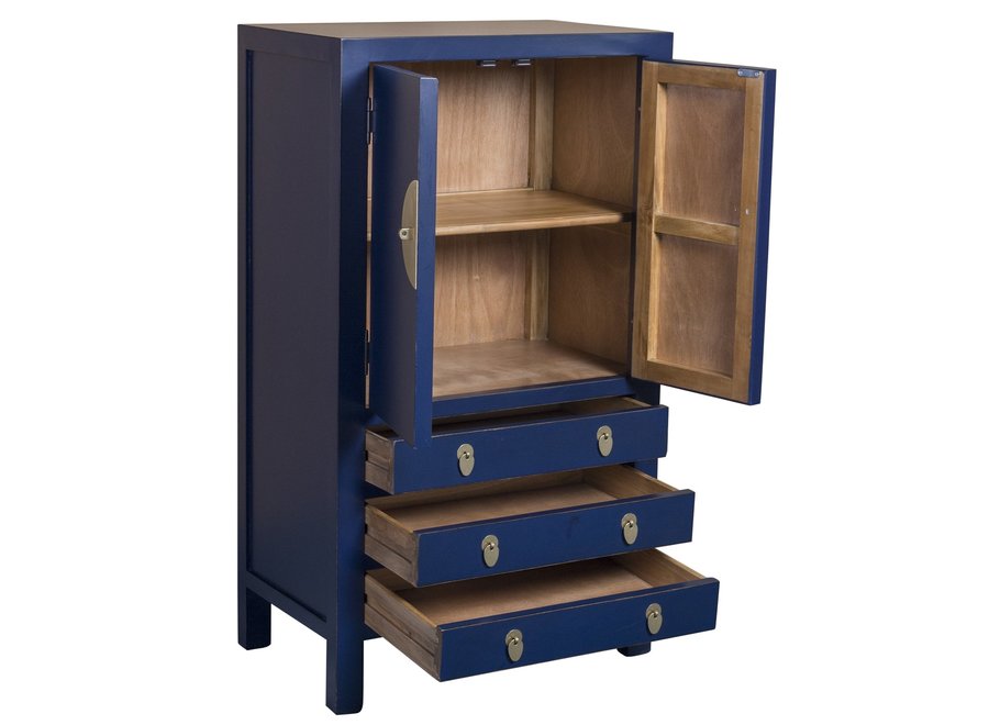 Chinesischer Schrank Midnight Blau B63xT38xH110cm