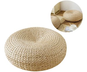 Fine Asianliving Pouf Orientale Fatto a Mano Narciso Rattan Marrone  D30xA40cm - Fine Asianliving