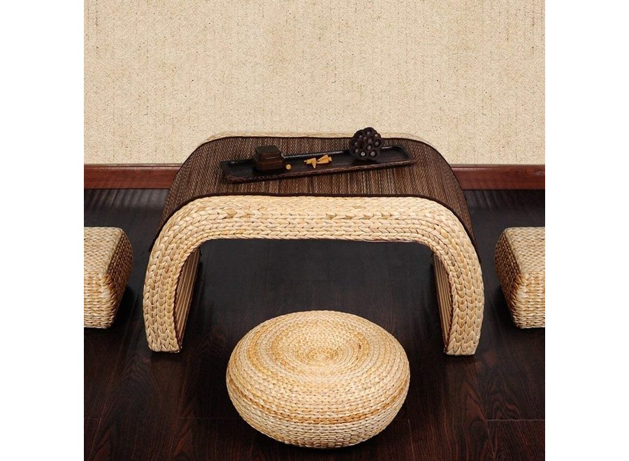 Oriental Pouf Handmade Narcissus Rattan Natural D50xH18cm