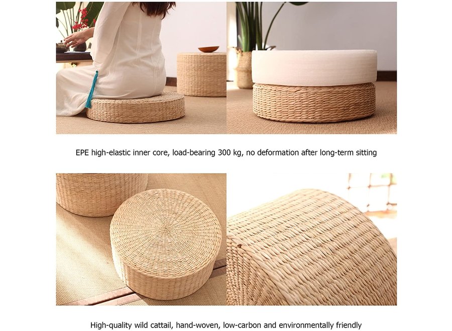 Oriental Pouf Handmade Natural Cattail D50xH20cm