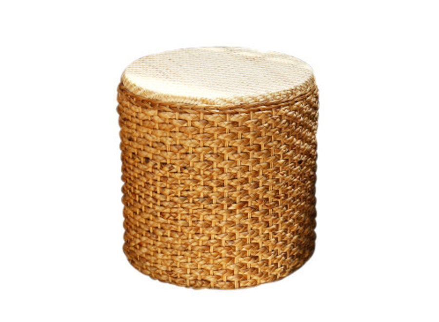 Pouf Orientale Fatto a Mano Narciso Rattan Naturale D30xA40cm