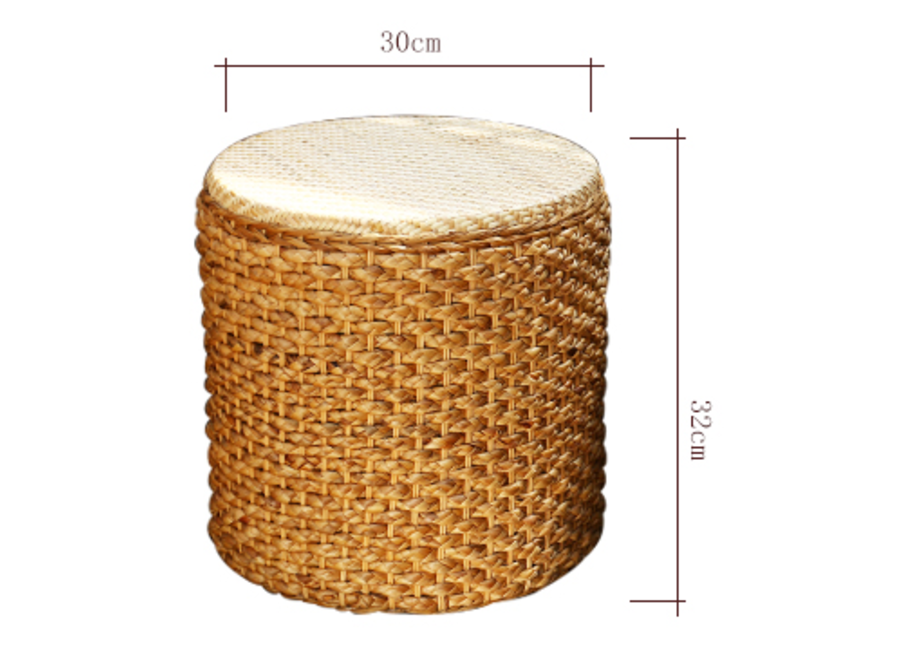 Pouf Orientale Fatto a Mano Narciso Rattan Naturale D30xA40cm