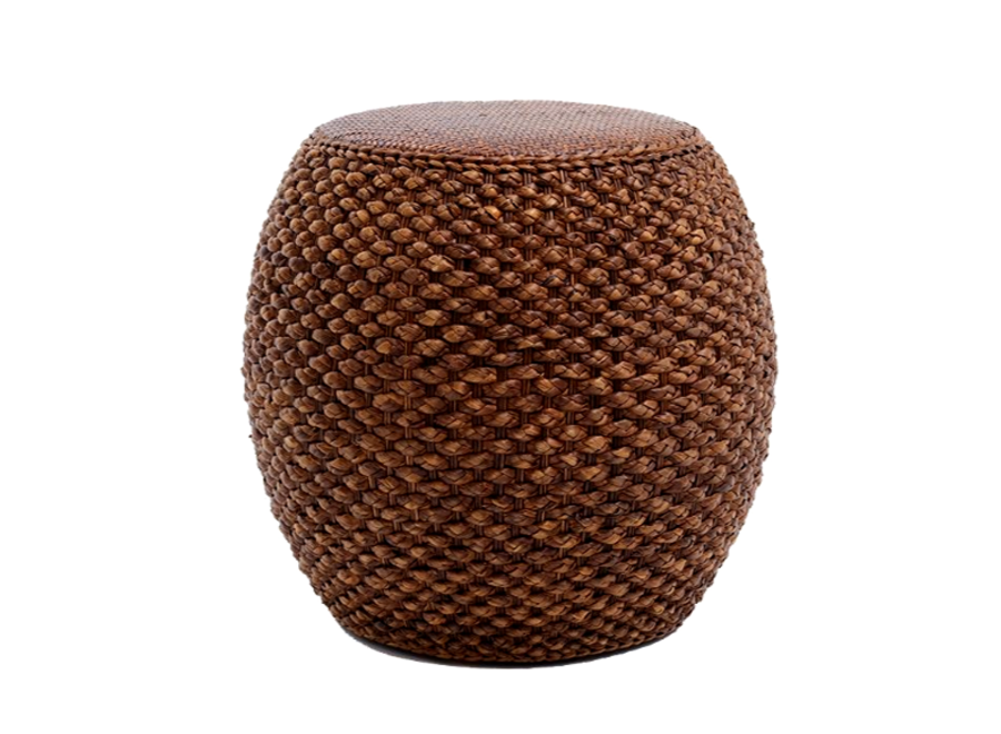 Pouf Oriental Fait Main Narcisse Rotin Marron D40xH42cm