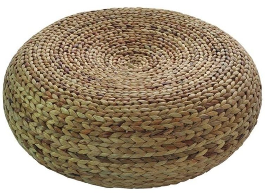 Pouf Oriental Fait Main Narcisse Rotin  Marron D50xH18cm