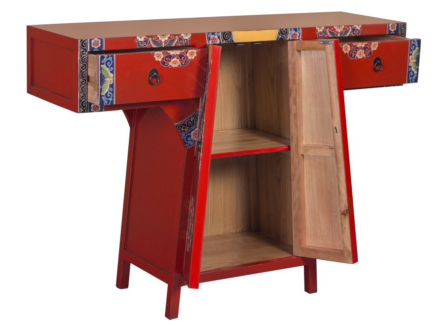 Chinese Kimono Cabinet Handpainted Red W120xD35xH87cm