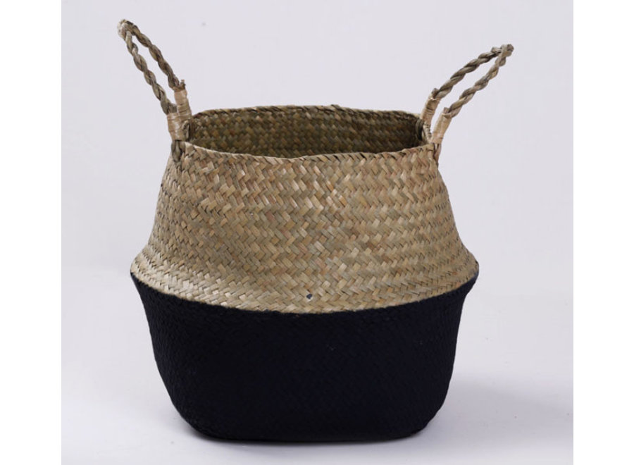 Fine Asianliving Oriental Basket Handmade Natural Seaweed Set/4 Dia.35/26/22/13 x H31/23/19/12.5cm Black