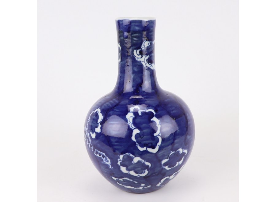 Vase Chinois Bleu Blanc Porcelaine Dragon D15xH23cm