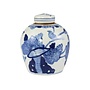 Pot à Gingembre Chinois Bleu Blanc Porcelaine Oiseaux D14xH17cm