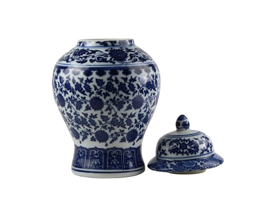 Fine Asianliving Chinese Ginger Jar Porcelain Lotus Blue White D15xH20cm