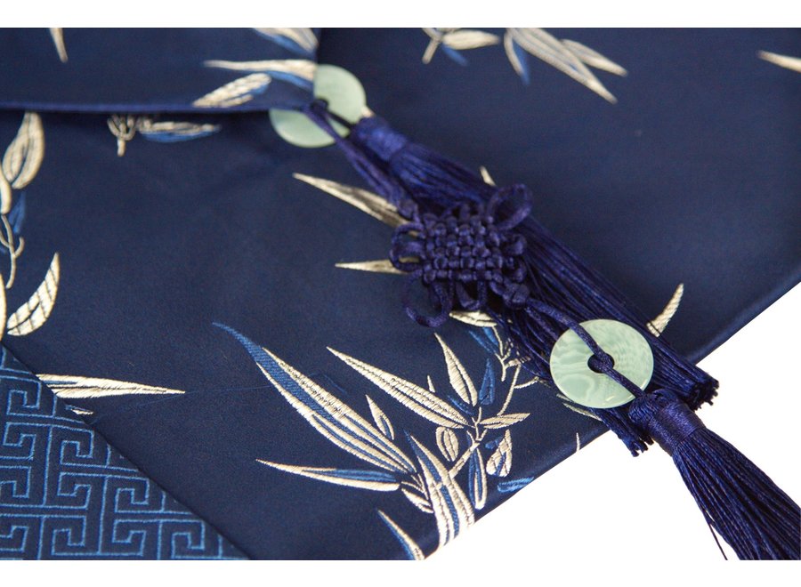 Chinesischer Tischläufer Bambus Blau 33x190cm