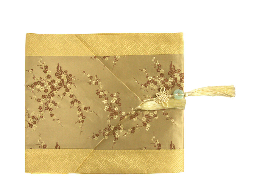 Chinesischer Tischläufer Blüten Beige 33x190cm