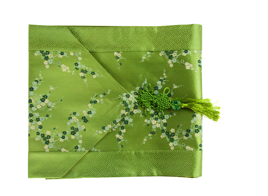Fine Asianliving Chinese Table Runner 33x190cm Blossoms Green
