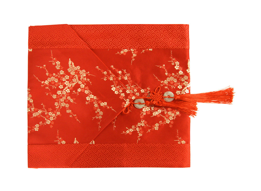 Fine Asianliving Chinese Table Runner 33x190cm Blossoms Red