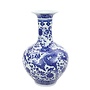 Vase Chinois Porcelaine Dragon Bleu et Blanc Diam22xH35cm