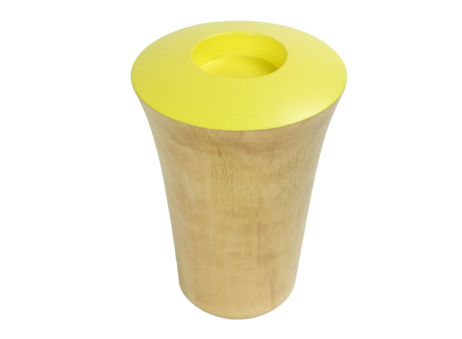 Fine Asianliving Tea Light Holder Mango Wood Handmade in Thailand Yellow