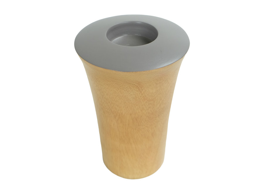 Japandi Kerzenhalter Mangoholz Handgefertigt Grau D11xH15cm