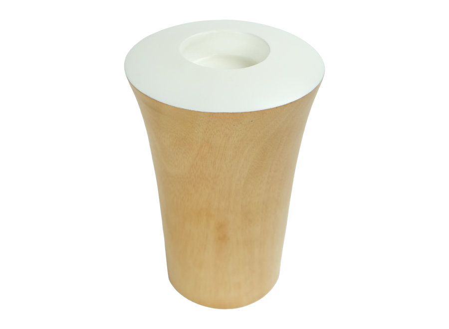 Japandi Kerzenhalter Mangoholz Handgefertigt Weiss D11xH15cm