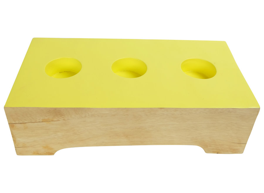Japandi Candle Holder Mangowood Handmade Yellow W26xD13xH7cm