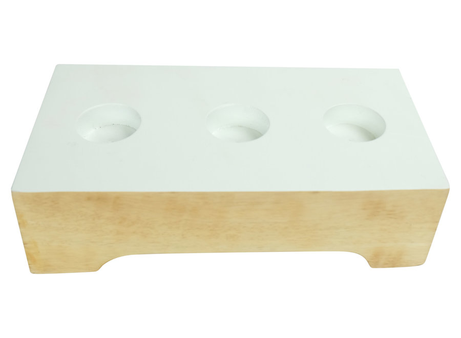 Candle Holder Mangowood Handmade in Thailand White