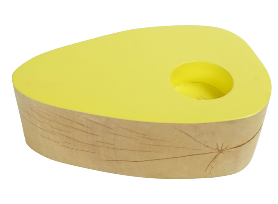 Fine Asianliving Tea Light Holder Mango Wood Handmade in Thailand Yellow