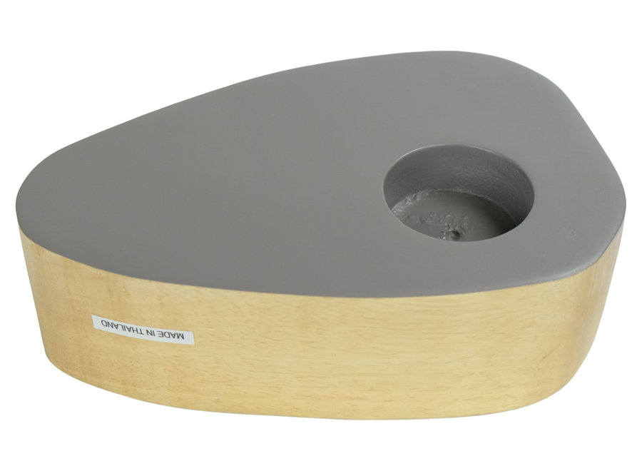 Japandi Kerzenhalter Mangoholz Handgefertigt Grau